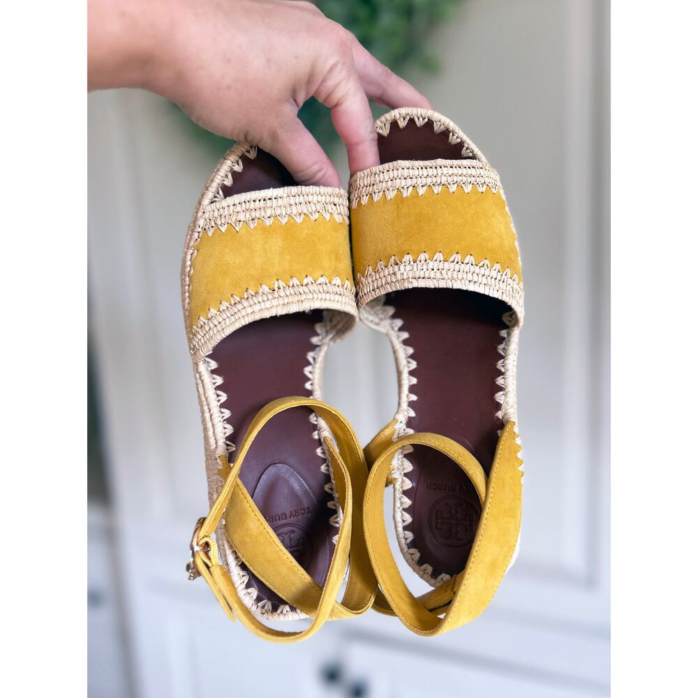 Tory Burch Arianne Platform Sandal in Yellow Size 8 - Worn Once - MSRP $328 - Picture 3 of 13